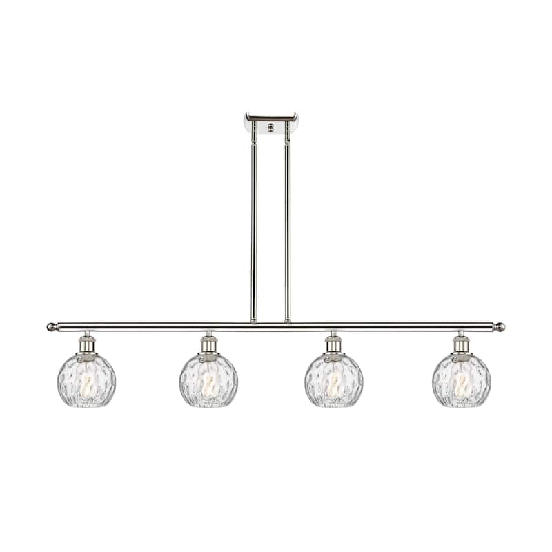 Innovations Lighting Athens Water Glass - 4 Light 46" Stem Hung Island Light - Clear Water Glass/Polished Nickel
