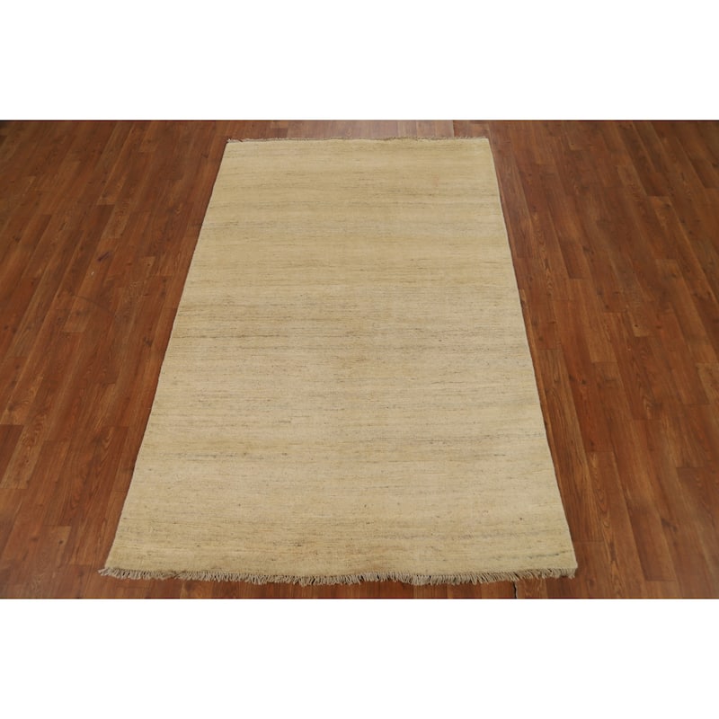 Solid Gabbeh Modern Accent Rug Handmade Nursery Wool Carpet - 3'10"x 5'11"