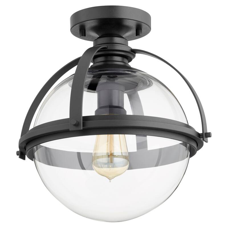 Quorum International 13" Wide Semi-Flush Globe Ceiling Fixture - Noir