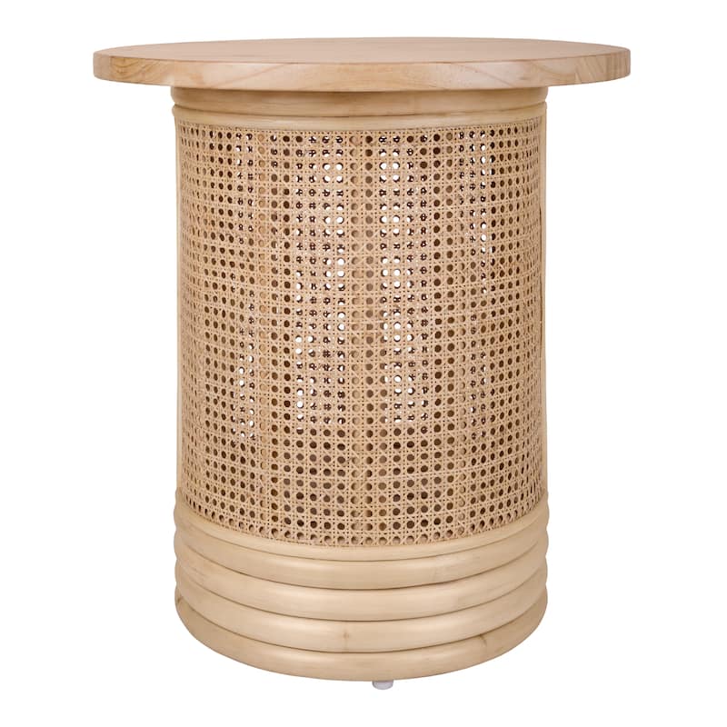 NPD Furniture Brisa Rattan Coffee / Side End Table with Wood Top
