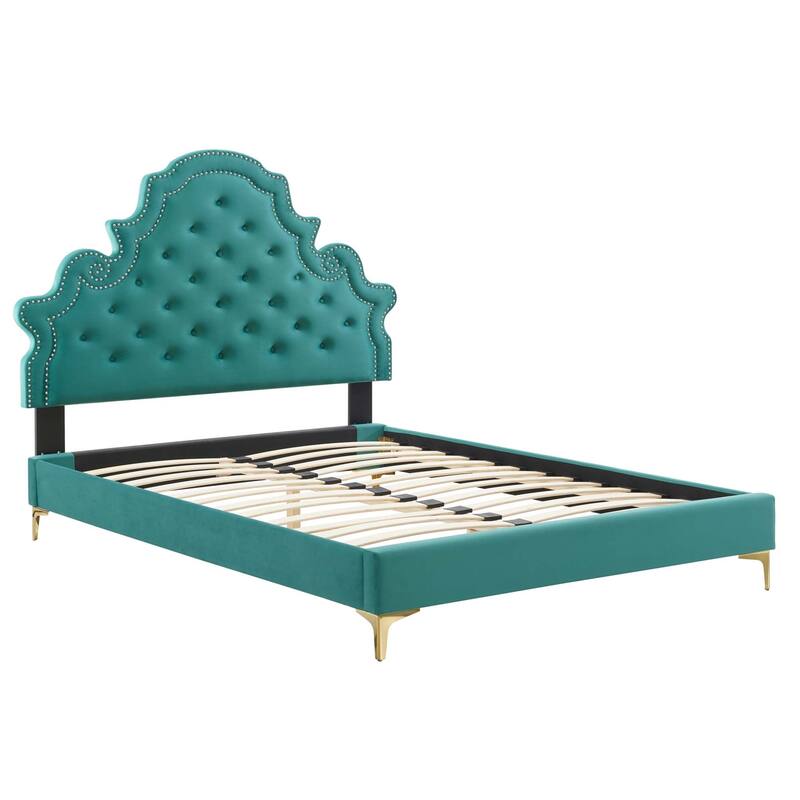 Gwyneth Tufted Performance Velvet Full Platform Bed