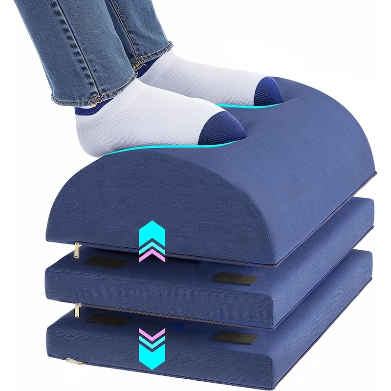 WOWMAX Ergonomic Footrest and Height Office Foot Rest Stool For Under Desk Support - Blue