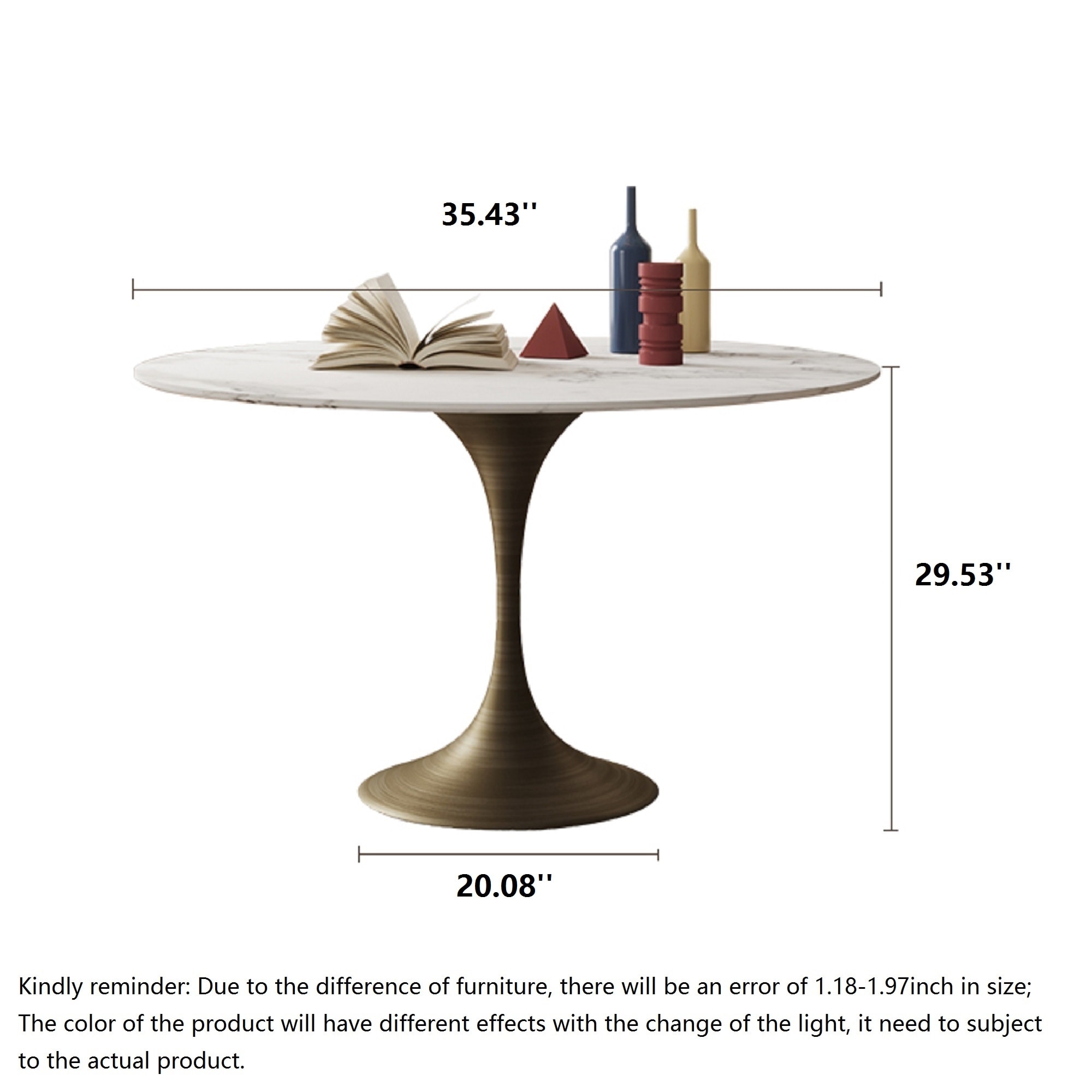 JASIWAY Modern Faux Marble Dining Table with Iron Base