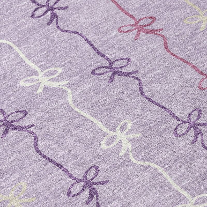 Machine Washable Indoor/ Outdoor Modern Bow Stripe Chantille Rug