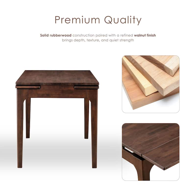 Furniture of America Abigail X Mid-Century Modern Rich Walnut Extendable Self-Storing 53-inch Counter Height Dining Table