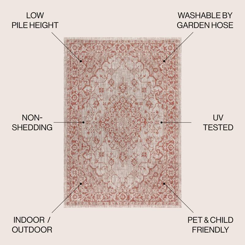 JONATHAN Y Palazzo Boho Medallion Textured Weave Indoor/Outdoor Area Rug