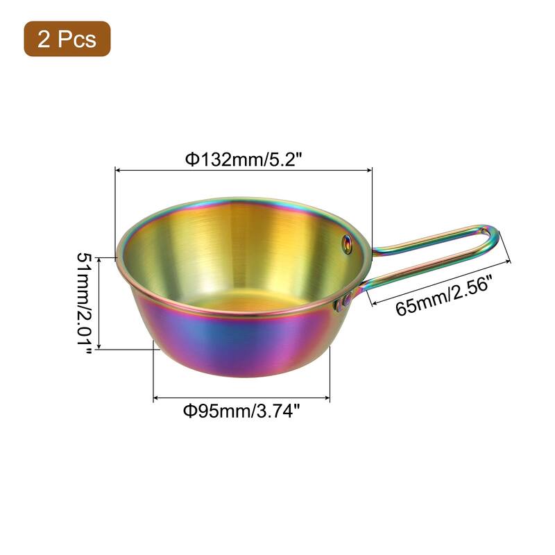 2 Pcs Korean Traditional Wine Bowls, Stainless Steel Rice Wine Cup - Multicolor - 5.12 Inch