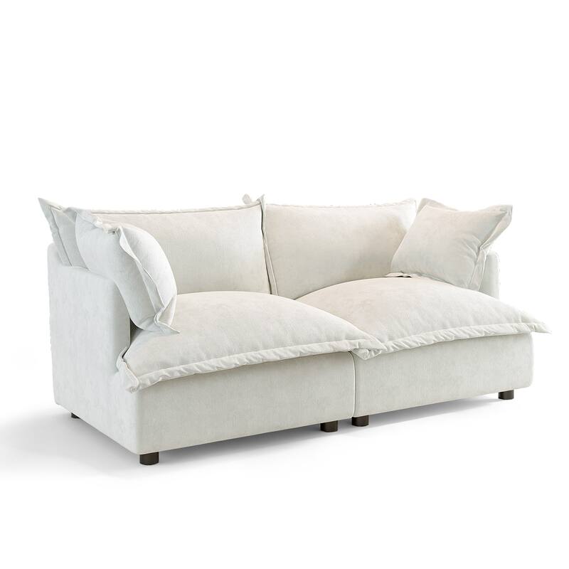 80"W Upholstered Chenille Comfy Cloud Couch Modular Sectional Sofa