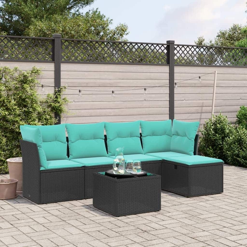 vidaXL Patio Sofa Set with Cushions Outdoor Conversation Furniture Poly Rattan