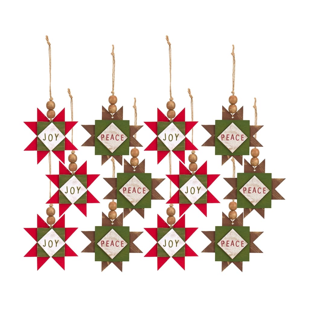 Joy and Peace Star Ornament (Set of 12)