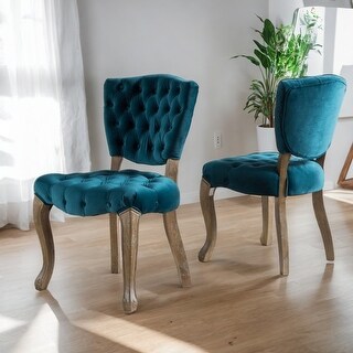 Tufted Velvet Carved Legs Dining Chairs Set of 2 - Bed Bath & Beyond ...