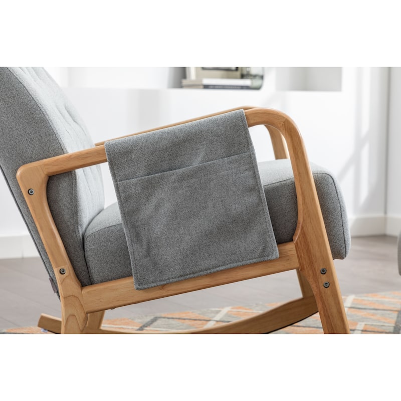 Light Grey 25.59" Tufted Rocking Chair with Ottoman