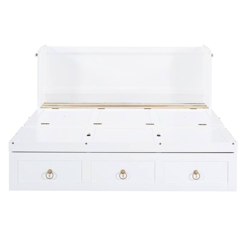 Space-Saving Queen Murphy Bed with Built-in USB Charging, Large Storage Drawer & Dual Finish Options