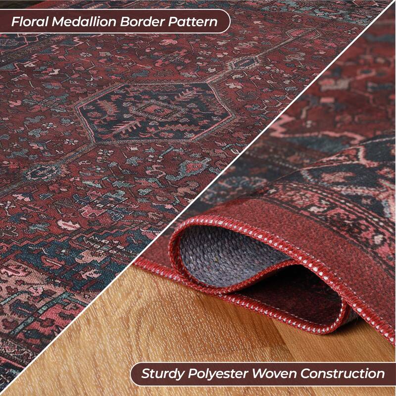 Superior Cardinal Vintage Machine Washable Indoor Area Rug or Runner