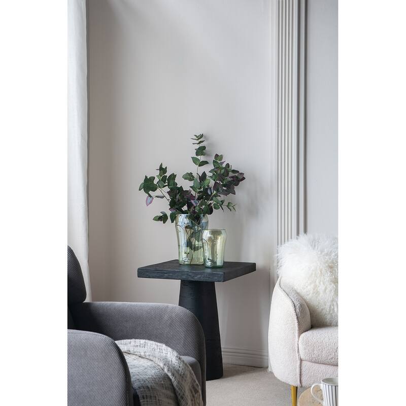 Decorative Glass Vases Set of 2 with Face Motifs Green Artisan Crafted