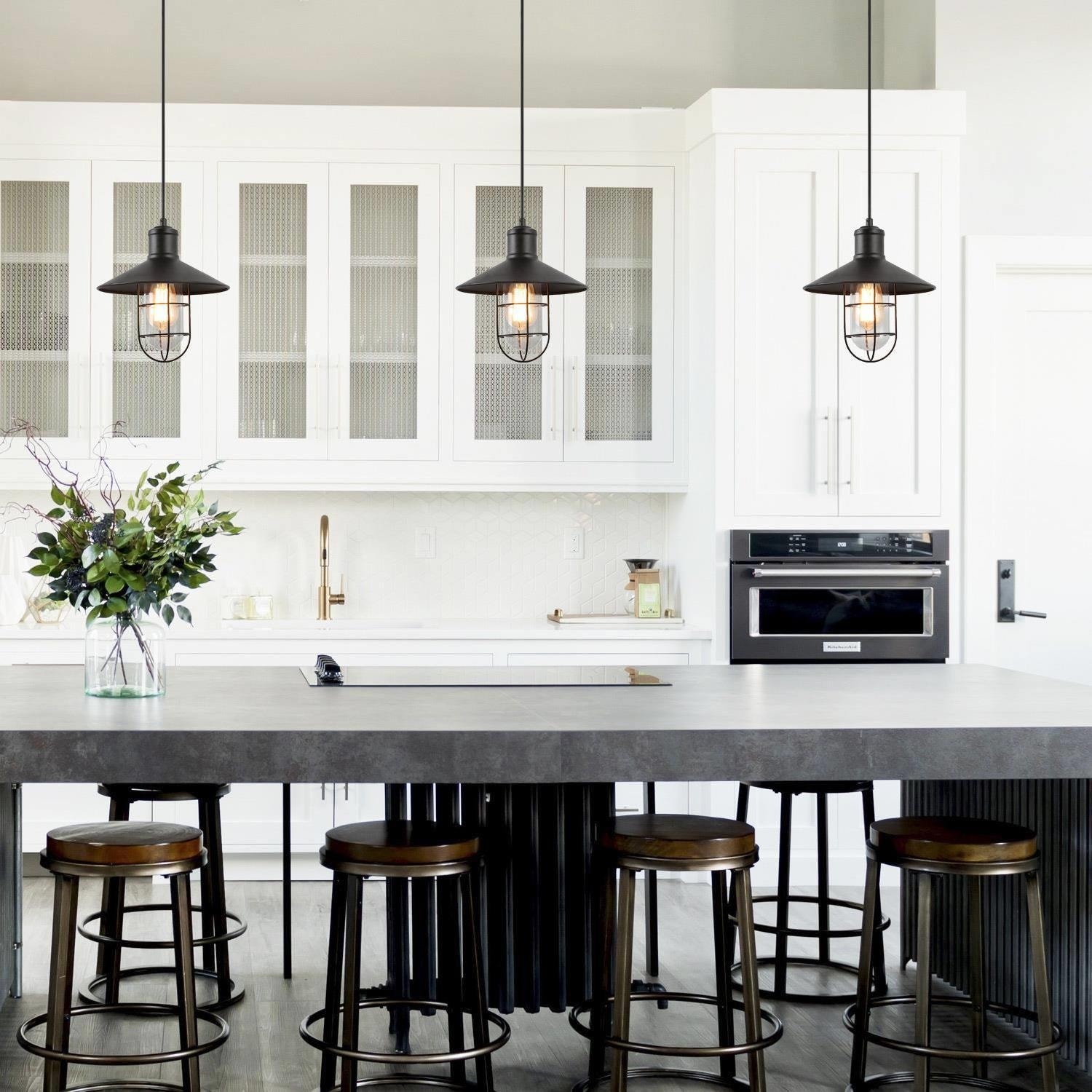 Farmhouse Industrial 1-Light Pendant Metal Cage Hanging Light