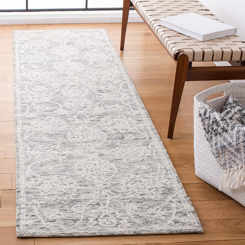 SAFAVIEH Handmade Metro Muriel French Country Wool Rug - 2'3" x 8' Runner - Natural/Grey