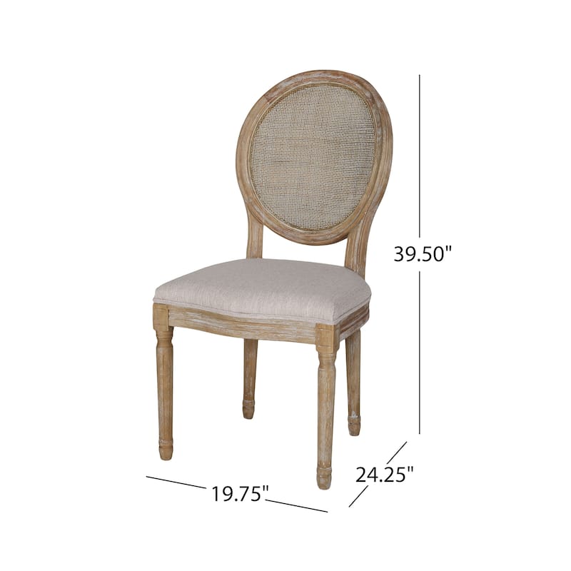 Epworth Wooden Dining Chair with Wicker and Fabric Seating (Set of 2) by Christopher Knight Home