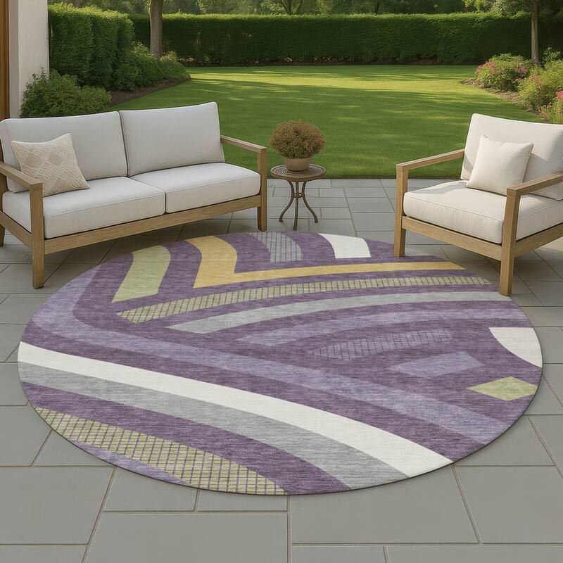 Machine Washable Indoor/ Outdoor Modern Jalen Chantille Rug - Plum - 8' x 8'
