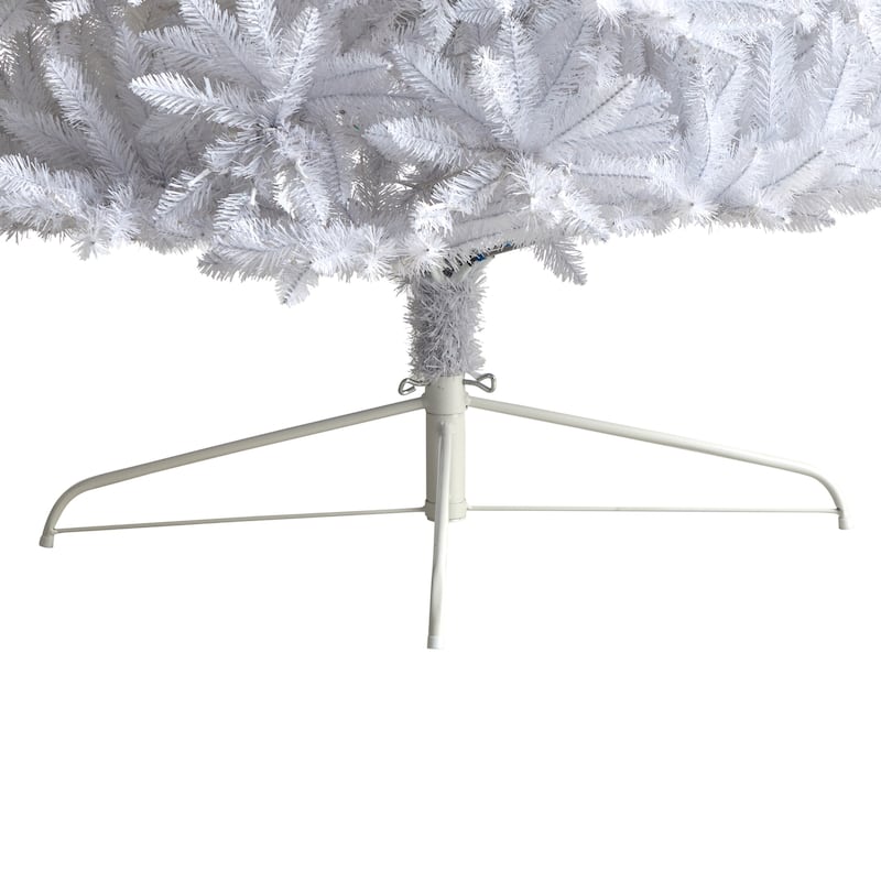 12’ Pre-Lit Slim White Artificial Christmas Tree, Warm Clear LED Lights - over-10-feet