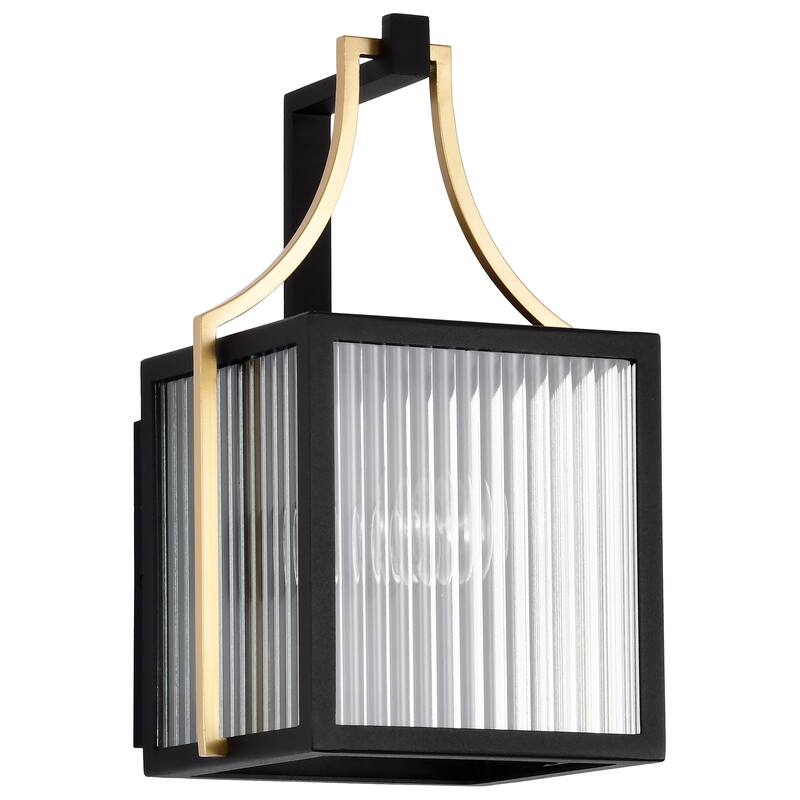 Holden Small Outdoor Lantern Gold and Black Finish Clear Glass - Black / Gold - Black / Gold