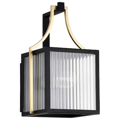 Holden Small Outdoor Lantern Gold and Black Finish Clear Glass - Black / Gold