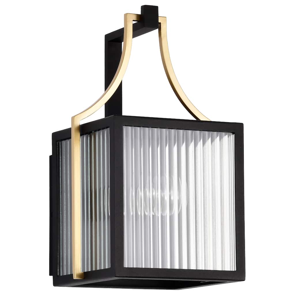 Holden Small Outdoor Lantern Gold and Black Finish Clear Glass - Black / Gold