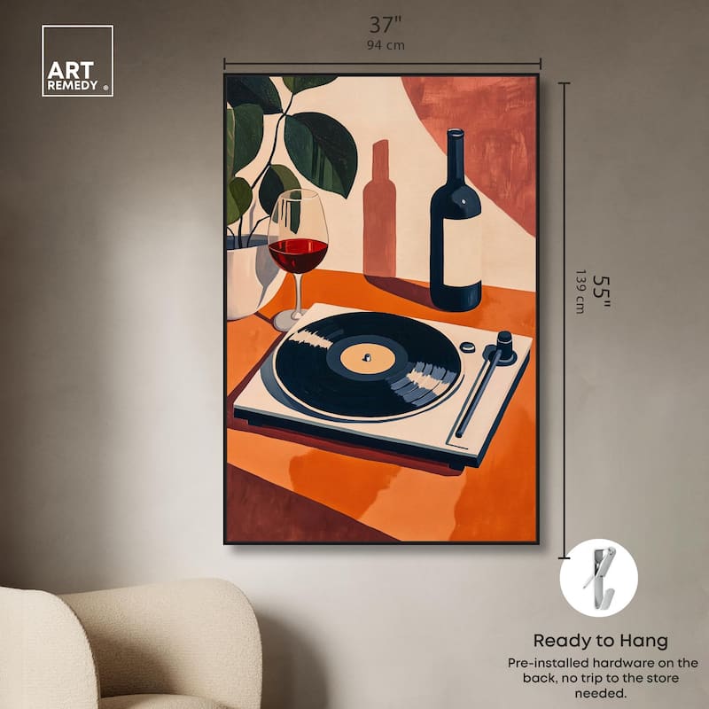 Vinyl and Wine Canvas by Art Remedy