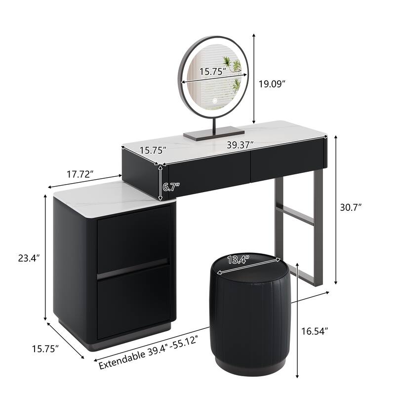 JASIWAY Modern Solid Wood Telescopic Makeup Vanity Desk