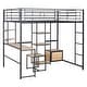 preview thumbnail 11 of 38, Full Size Metal Loft Bed with Bulit-in Desk and Stool, Heavy Duty Loft Bedframe with Cabinet and Open Storage Shelves for Kids