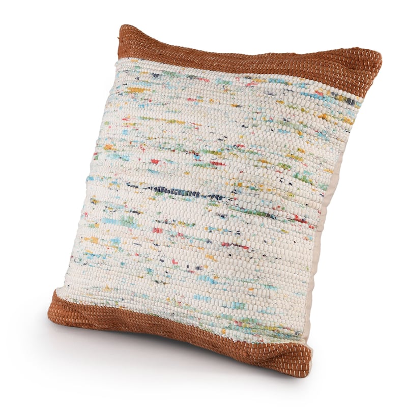 HomeRoots 20" X 20" Brown Orange And Off-White 100% Cotton Abstract Zippered Pillow