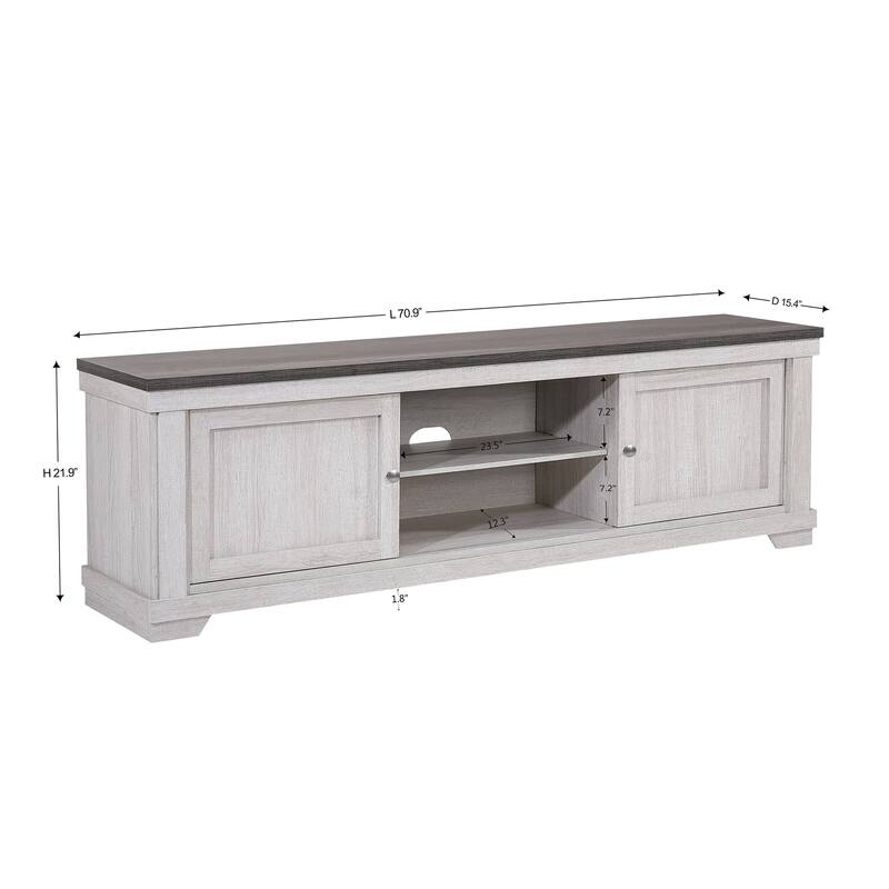 1pc Contemporary Entertainment Console TV Stand Weathered Wood Finish Living Room Furniture