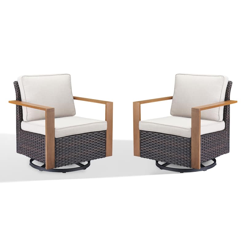 Gymojoy Rattan Rocking Chair with Soft Cushions - Brown