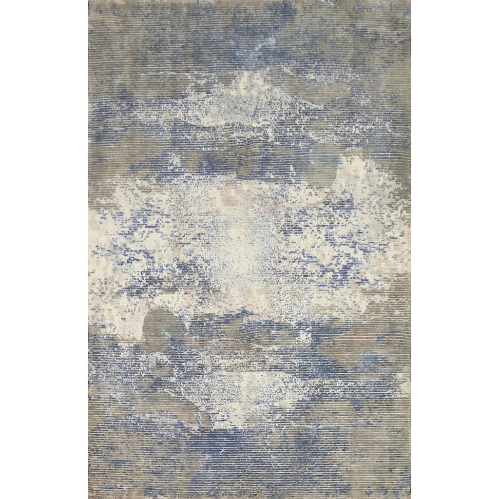 Hand Knotted Oriental Viscose Silk Carpet Modern Abstract Multi-Colored Abstract Area Rug - 7' 9'' X 5' 8''