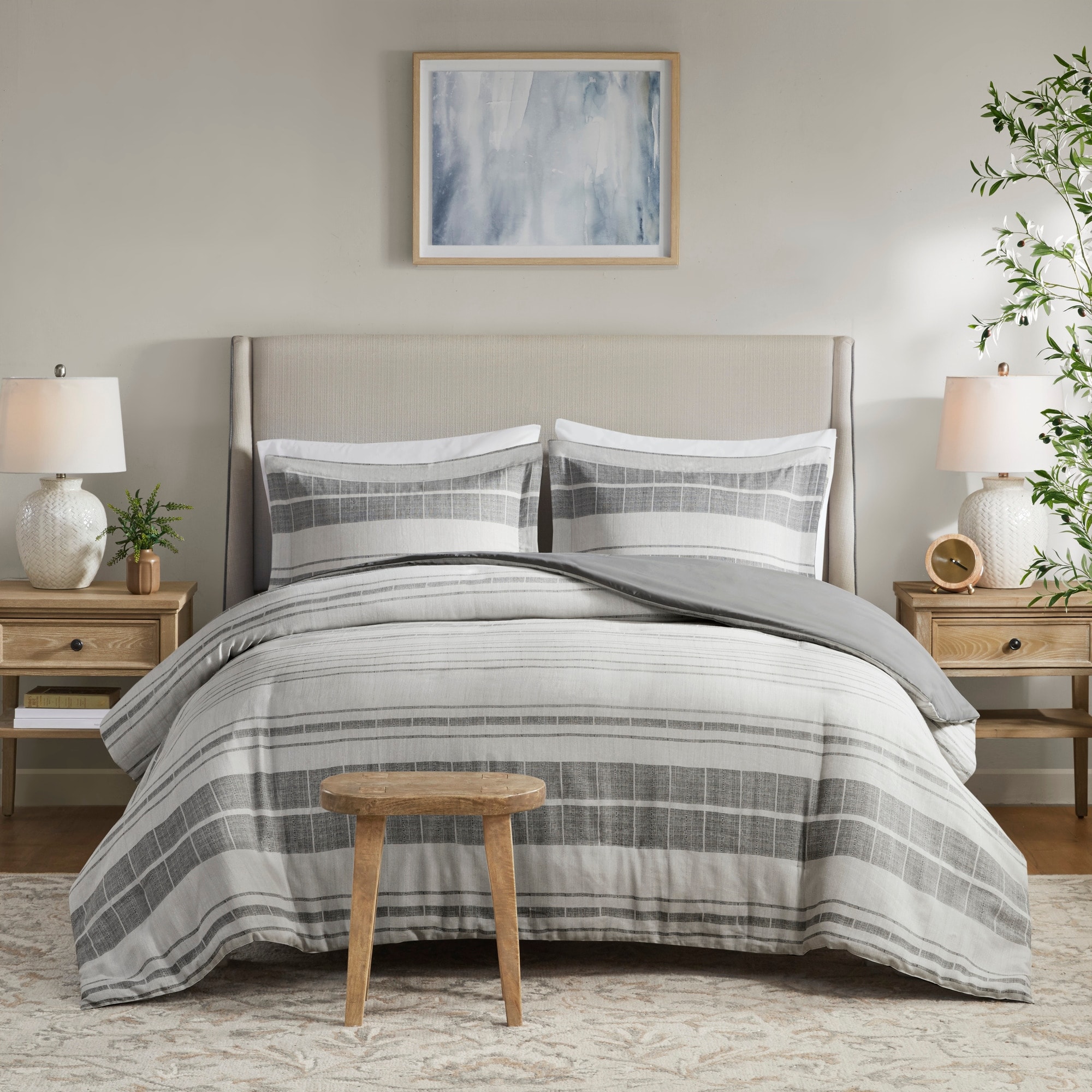 Madison Park Rhodes 3 Piece Stripe Duvet Cover Set