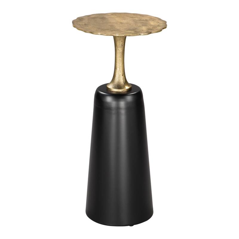 HomeRoots 26" Gold and Black Aluminum and Iron Round Pedestal End Table