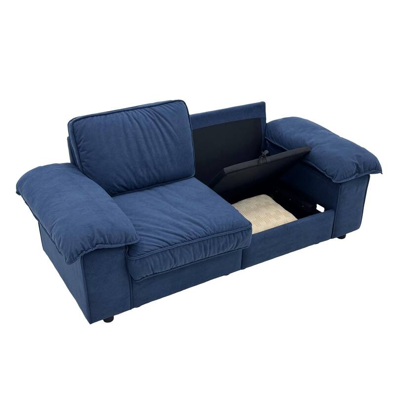 79" Loveseat Sofa Couch with Under-Seat Storage, Elegant 2-Seater Settee with Pillow Top Armrests for Living Room