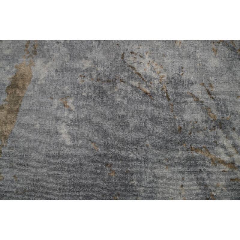 Hand-knotted Modern Silk Grey Abstract Oriental Area Rug - 7' 11'' X 4' 11''