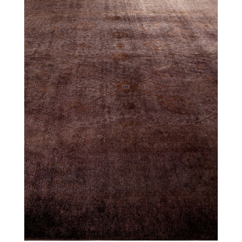 Overton Hand Knotted Wool Vintage Inspired Modern Contemporary Overdyed Brown Area Rug - 8' 4" x 10' 2"