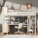 preview thumbnail 1 of 8, Metal Queen Size Loft Bed with L-shaped Desk,Storage Cubes and Shelves White Straight Grain - Queen
