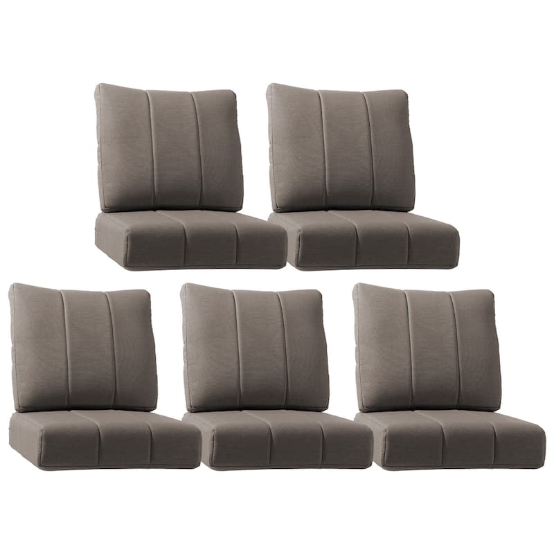 Gymojoy 24"x24"x6" Patio Thick Cushions & Pillows Set - Channel-Tufted Design Deep Seat Water & Fade Resistant Cushion Set - Grey - Five Sets