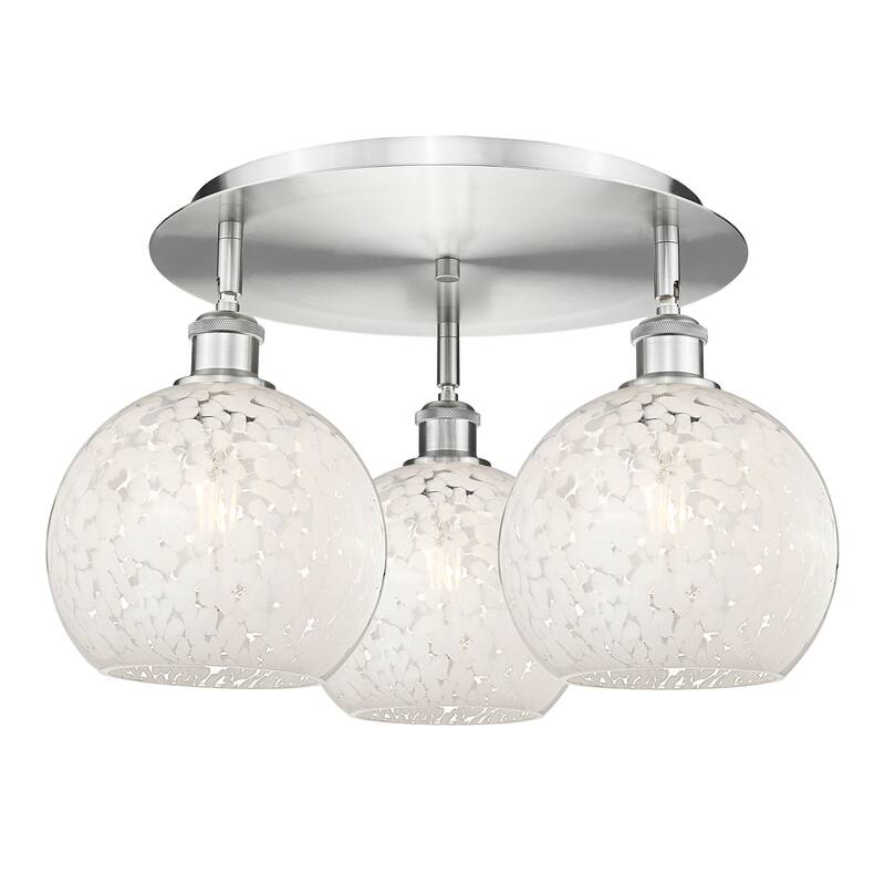 Innovations Lighting 516-3C-11-20-White Mouchette-Ceiling Fixture - Satin Nickel / White Mouchette