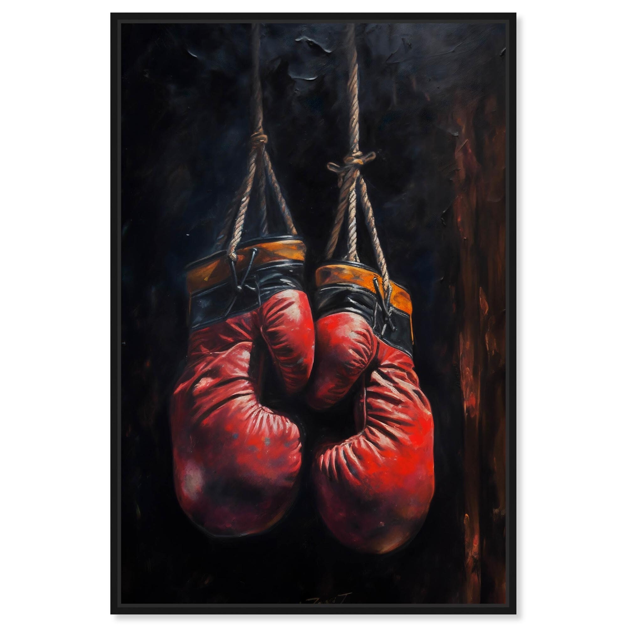 Hanging Gloves Black Canvas Sports Art Prints by Art Remedy