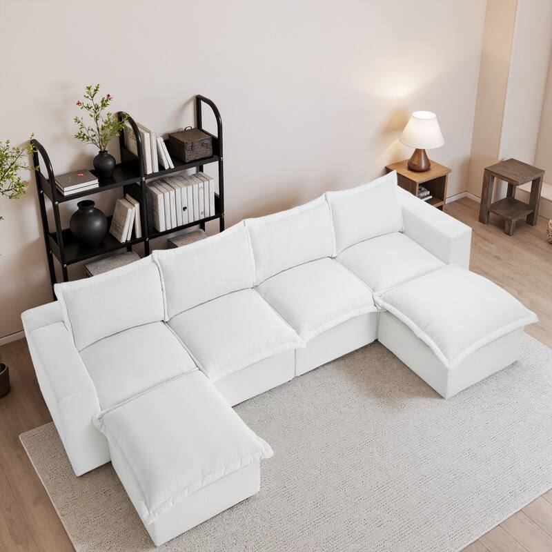 147.9'' W U-Shaped Modular Sectional Sofa Comfy Cloud Couch Chenille Sofa