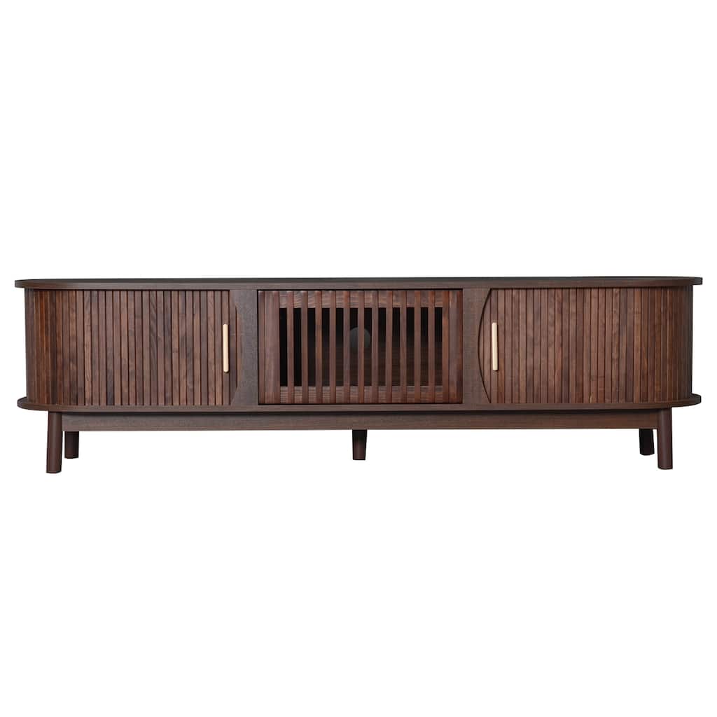 Modern Farmhouse TV Stand Wood Media Console, for TVs up to 75" with Storage Cabinet, for Living Room & Bedroom