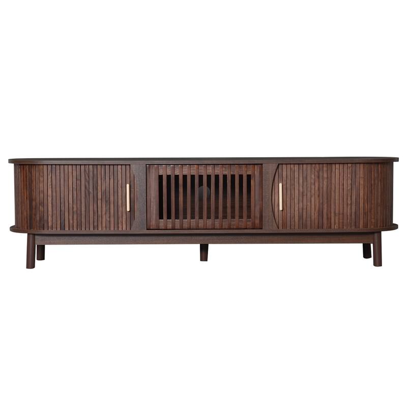 Wood Entertainment Center with Storage Cabinet