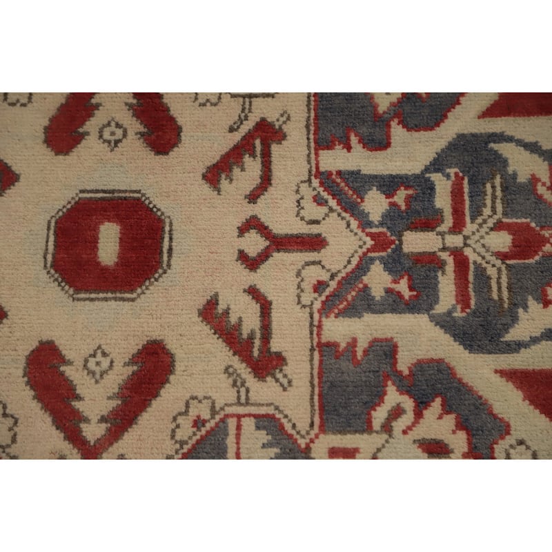 Hand Knotted Oriental 100% Wool Carpet Traditional Medallion Oranges & Rust Heriz (serapi) Area Rug - 9' 0'' X 5' 10''