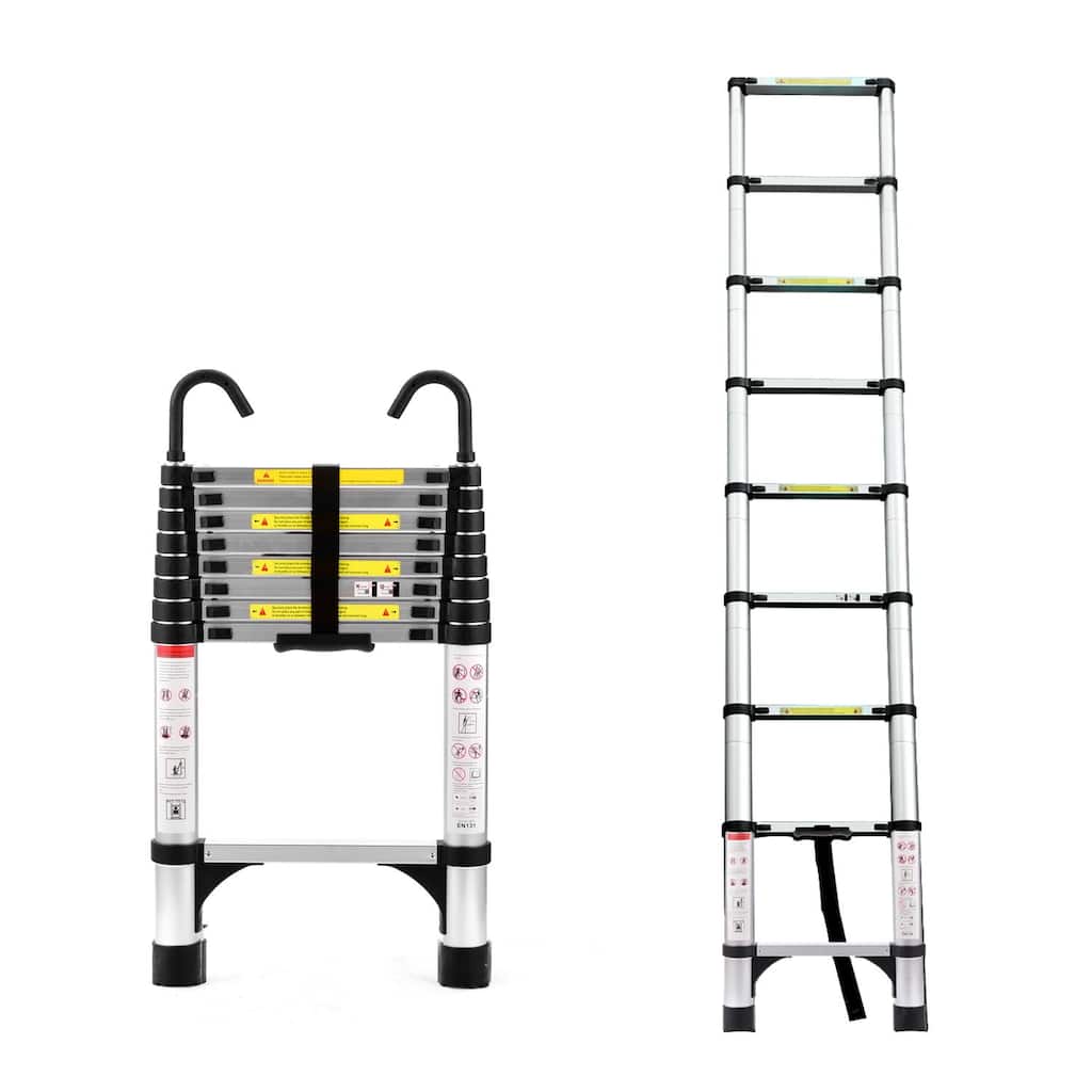 Anmytek Premium Telescoping Aluminum Ladder with Anti Drop Hooks and Safety Locks Lightweight Extendable Ladder