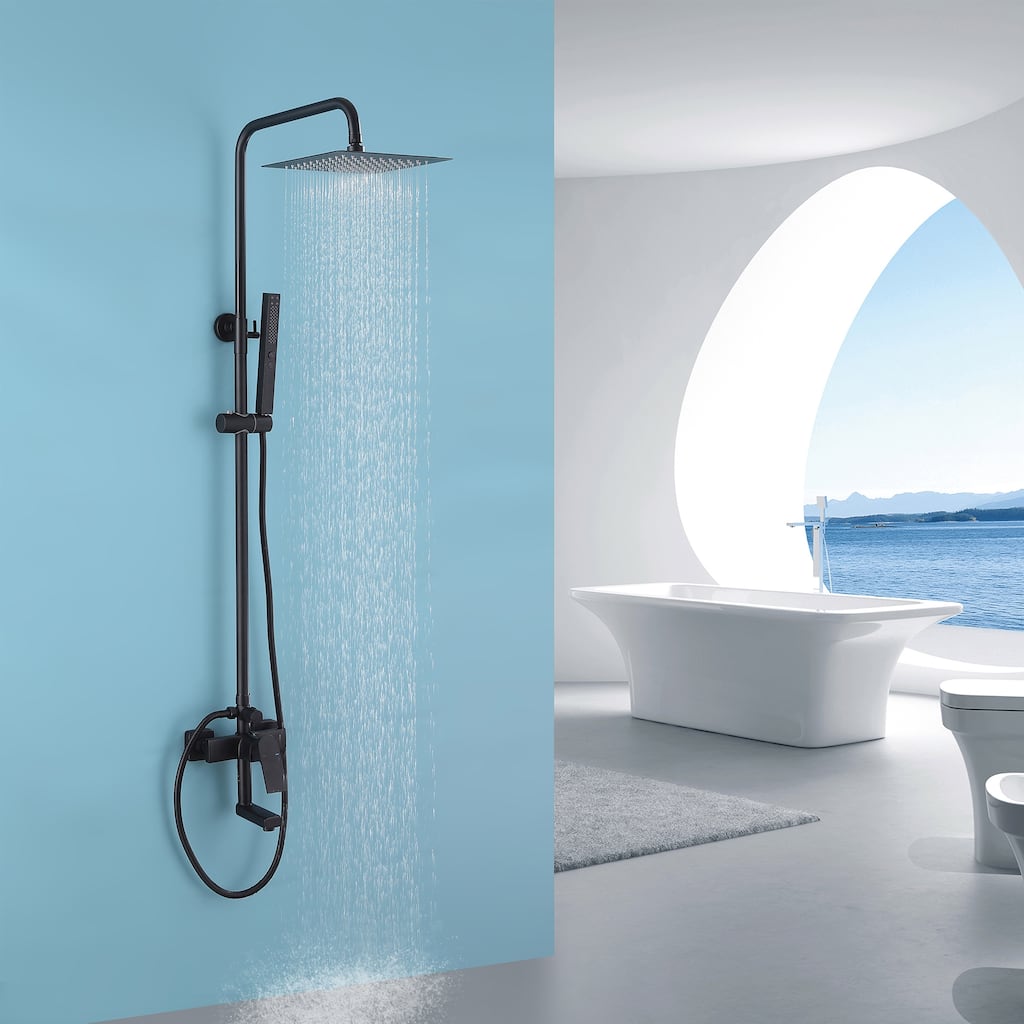 Wall Mounted 10" Rainfall Shower System With Bathtub spout