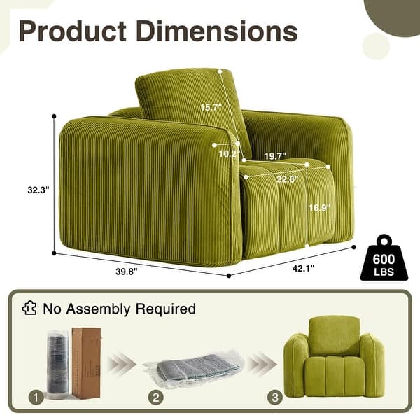 dimension image slide 5 of 9, Cloud Sofa Corduroy Deep Seat Couch Oversized Compression Loveseat Sofa